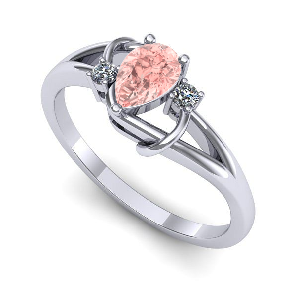 Inel logodna din aur alb cu diamant de laborator roz