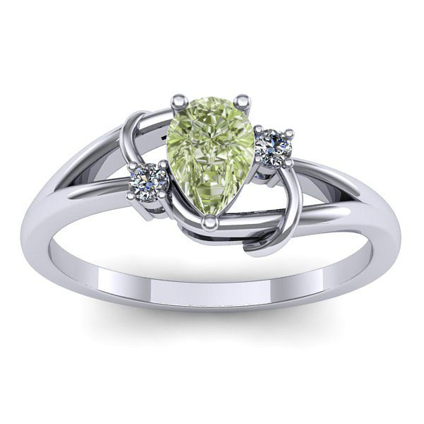 Inel de logodna cu diamant de laborator verde lacrima