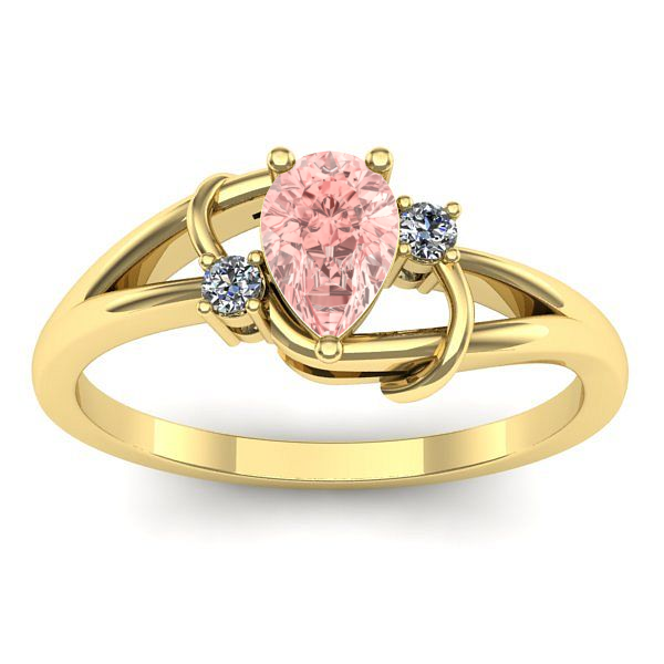 Inel cu diamant de laborator roz lacrima