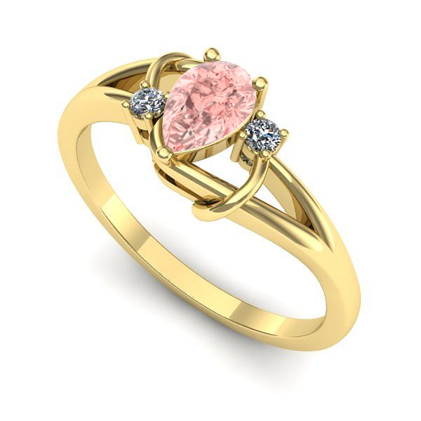 Inel din aur galben cu diamant de laborator roz