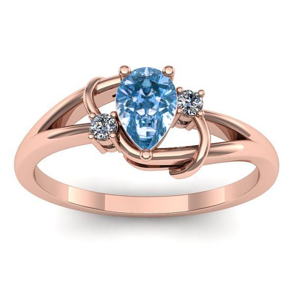 Inel cu diamant de laborator albastru lacrima