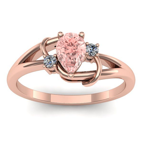 Inel cu diamant de laborator roz lacrima