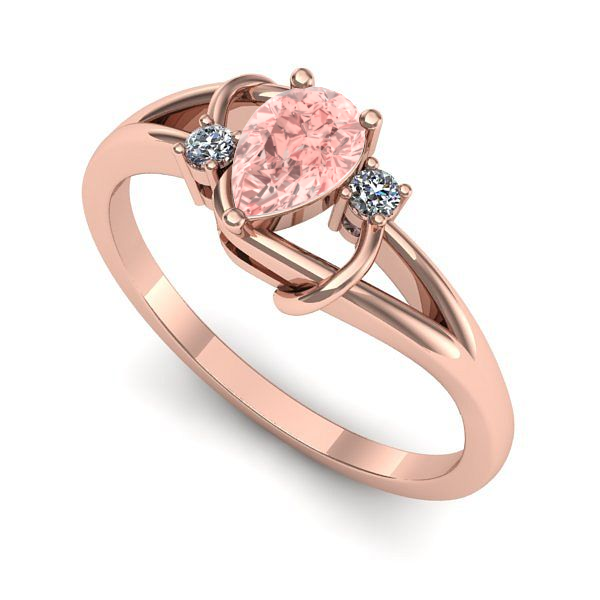 Inel logodna din aur roz cu diamant de laborator roz