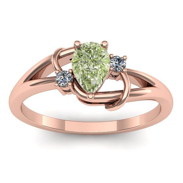 Inel cu diamant de laborator verde lacrima