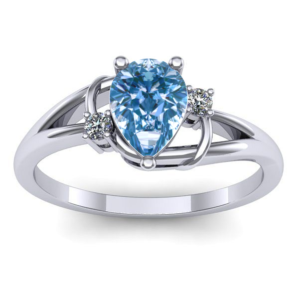 Inel de logodna cu diamant de laborator albastru lacrima