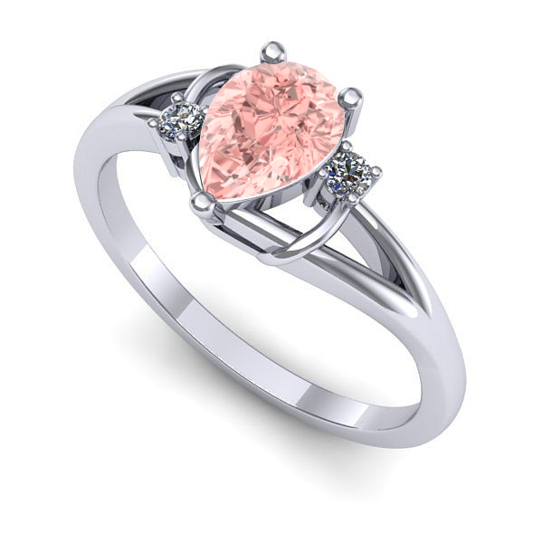 Inel logodna din aur alb cu diamant de laborator roz