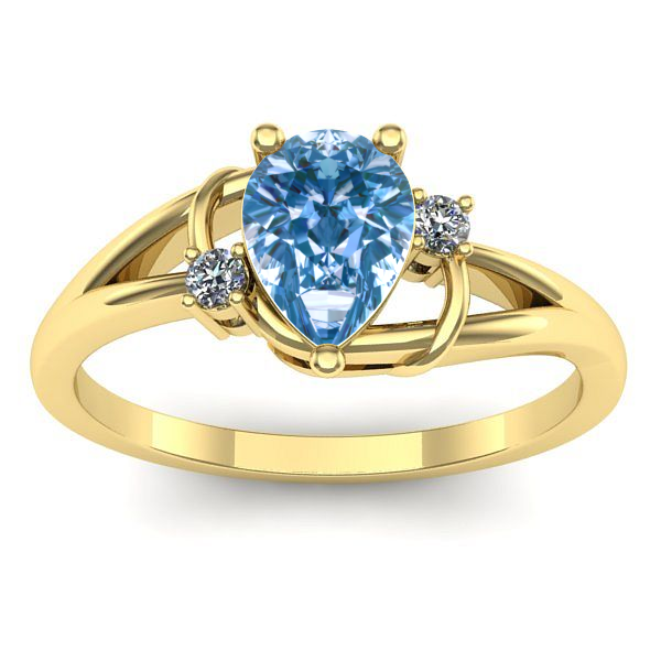 Inel de logodna cu diamant de laborator albastru lacrima