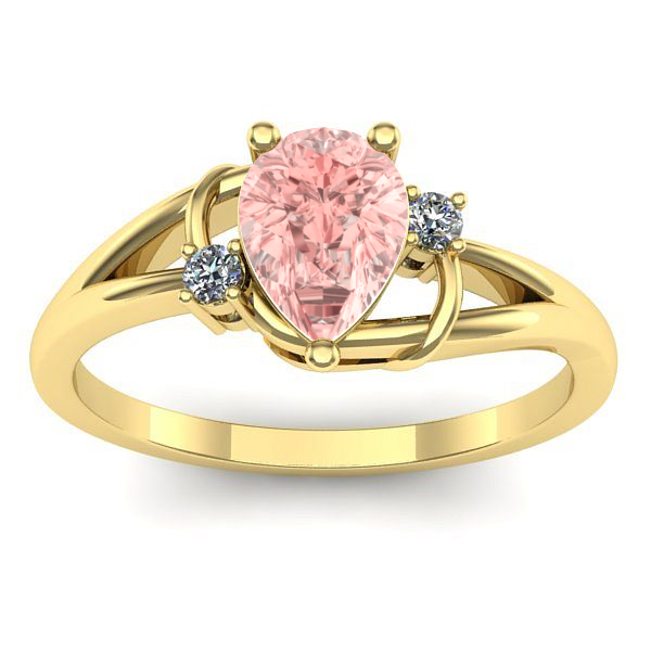 Inel cu diamant de laborator roz lacrima