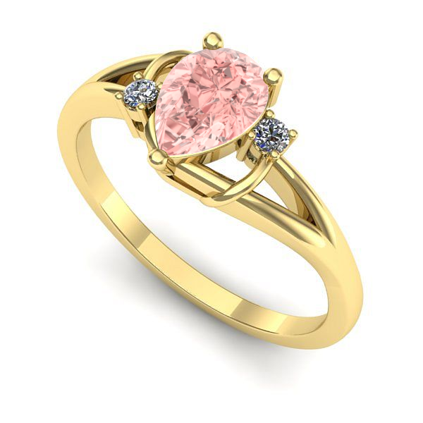 Inel din aur galben cu diamant de laborator roz