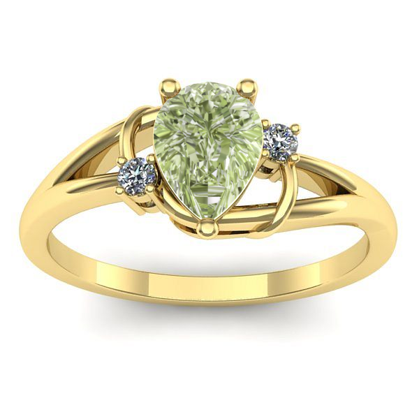 Inel cu diamant de laborator verde lacrima