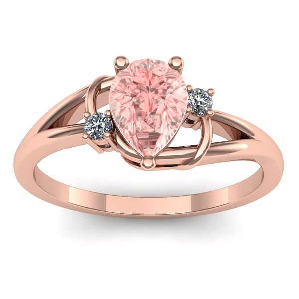 Inel logodna cu diamant de laborator roz lacrima