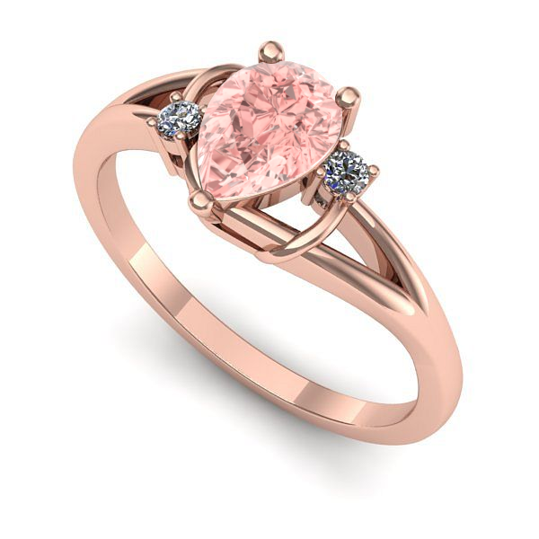 Inel logodna din aur roz cu diamant de laborator roz