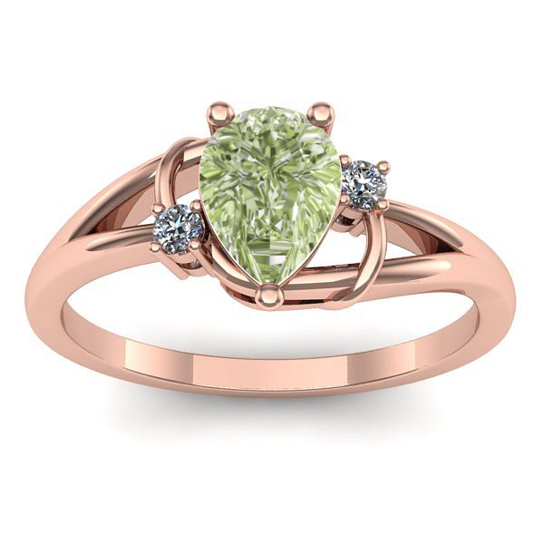 Inel cu diamant de laborator verde lacrima