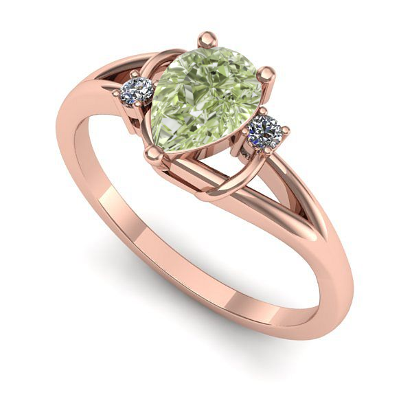 Inel logodna din aur roz cu diamant de laborator verde