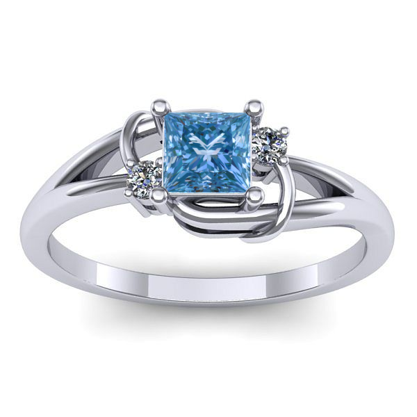 Inel de logodna cu diamant de laborator albastru patrat