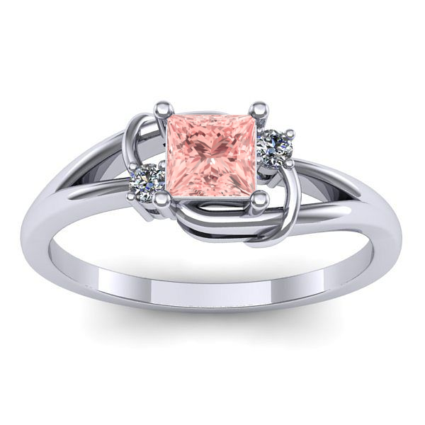 Inel de logodna cu diamant de laborator roz patrat