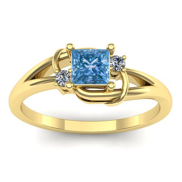 Inel de logodna cu diamant de laborator albastru patrat