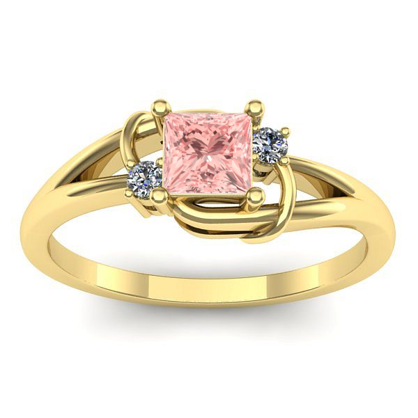 Inel de logodna cu diamant de laborator roz patrat