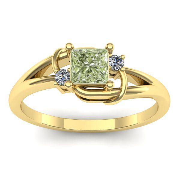 Inel de logodna cu diamant de laborator verde patrat