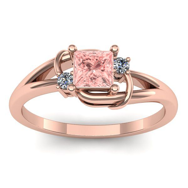 Inel de logodna cu diamant de laborator roz patrat