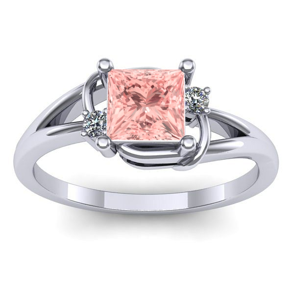 Inel logodna cu diamant de laborator roz patrat