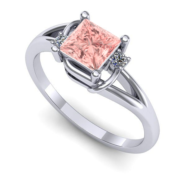 Inel din aur alb cu diamant de laborator roz