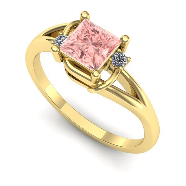 Inel de logodna din aur galben cu diamant de laborator roz