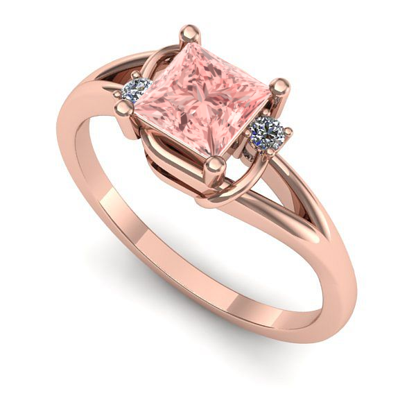 Inel de logodna din aur roz cu diamant de laborator roz