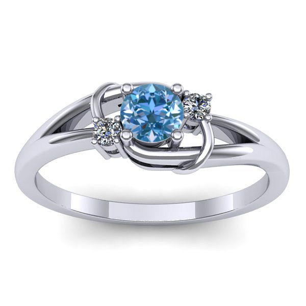 Inel logodna cu diamant de laborator albastru rotund