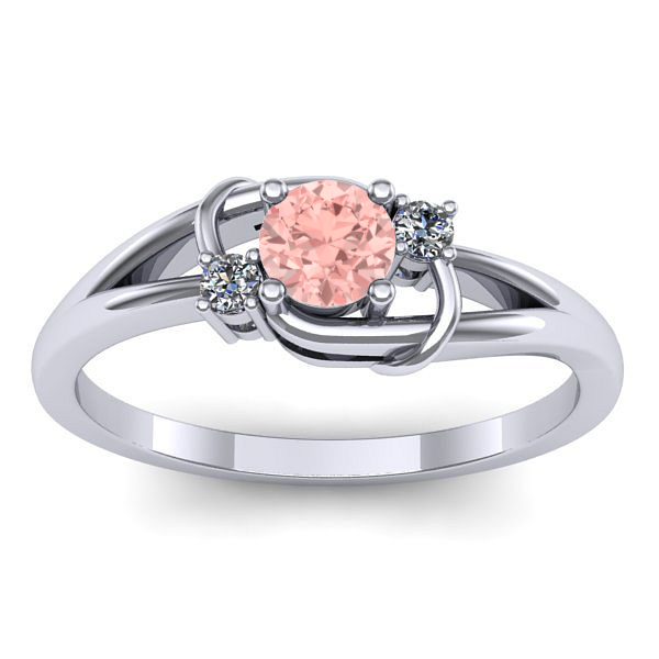 Inel cu diamant de laborator roz rotund