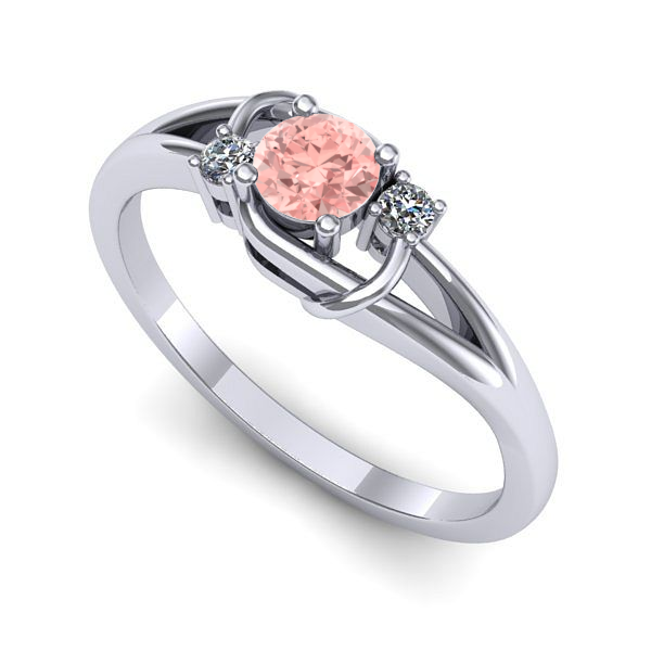 Inel logodna din aur alb cu diamant de laborator roz