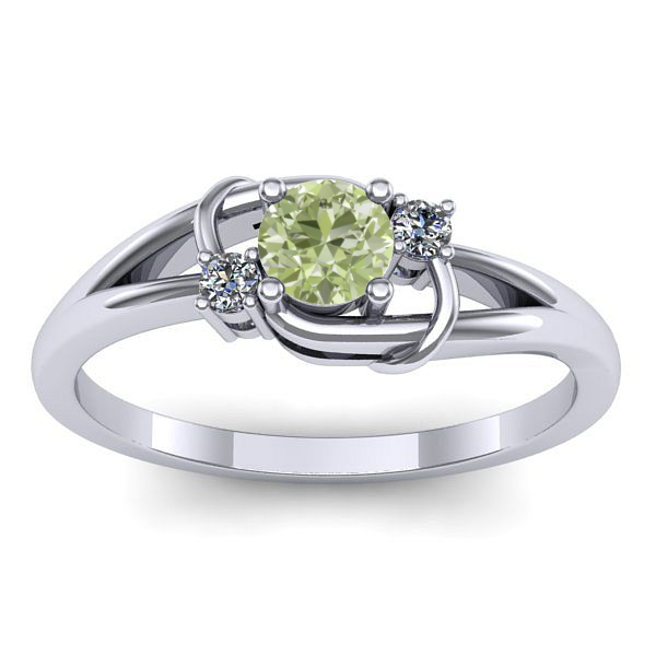Inel de logodna cu diamant de laborator verde rotund