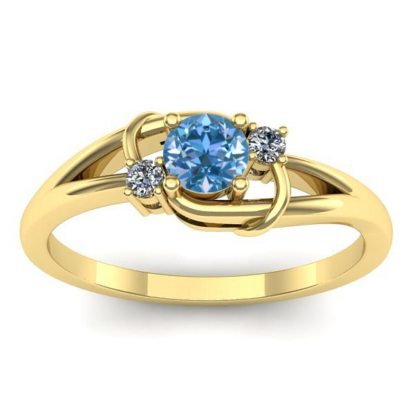 Inel logodna cu diamant de laborator albastru rotund