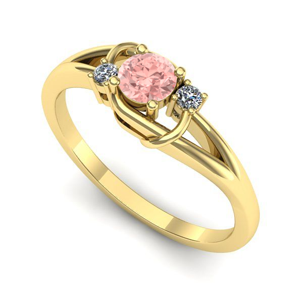 Inel logodna din aur galben cu diamant de laborator roz