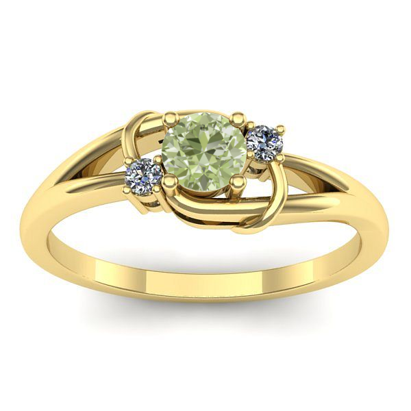 Inel de logodna cu diamant de laborator verde rotund