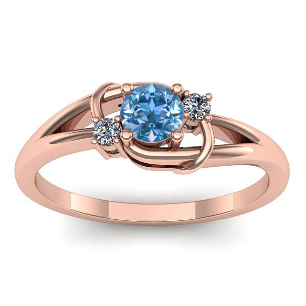 Inel cu diamant de laborator albastru rotund