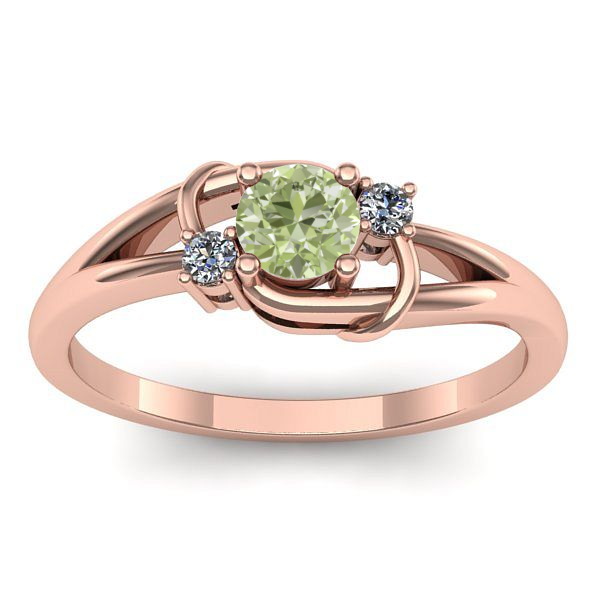 Inel cu diamant de laborator verde rotund