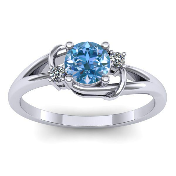 Inel de logodna cu diamant de laborator albastru rotund