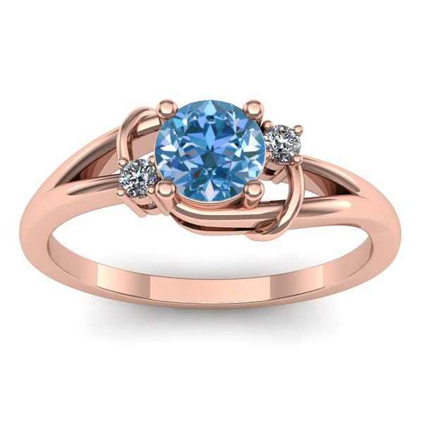 Inel de logodna cu diamant de laborator albastru rotund