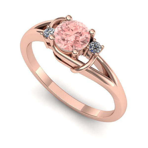 Inel logodna din aur roz cu diamant de laborator roz