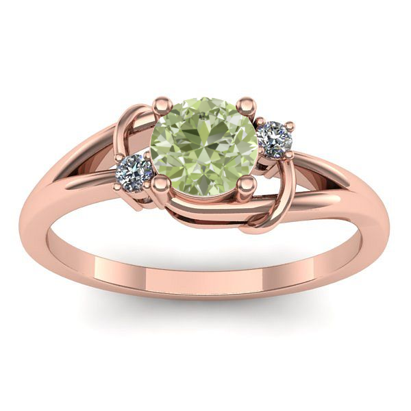 Inel de logodna cu diamant de laborator verde rotund