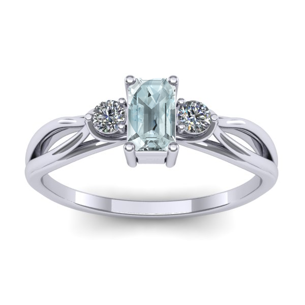 Inel cu aquamarin dreptunghiular