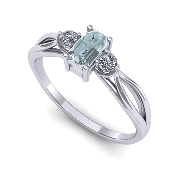 Inel logodna din aur alb cu aquamarin