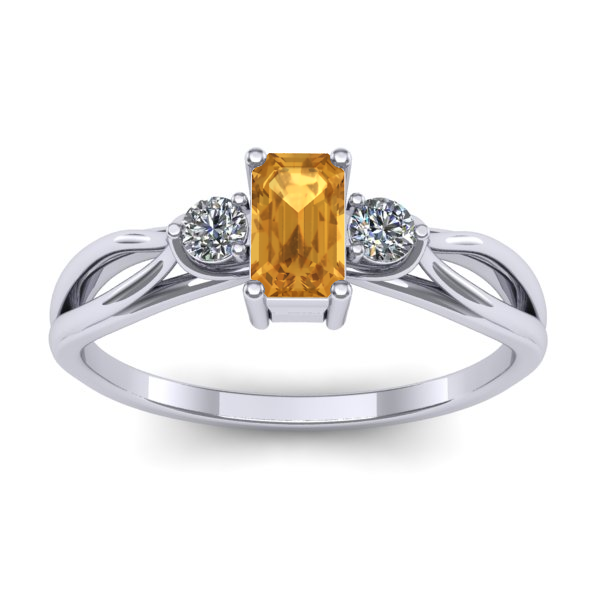 Inel logodna cu citrin dreptunghiular