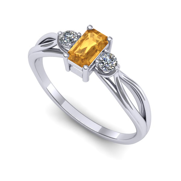 Inel de logodna din aur alb cu citrin