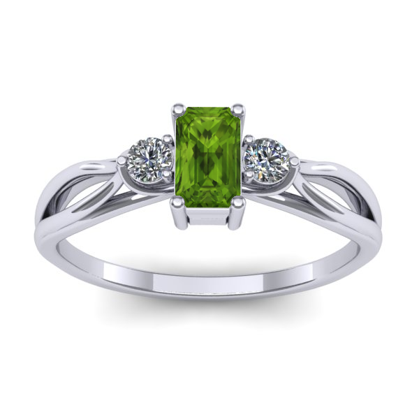 Inel logodna cu peridot dreptunghiular
