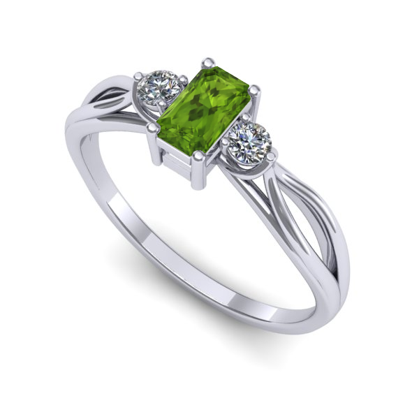 Inel din aur alb cu peridot