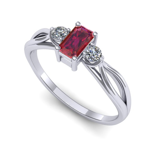 Inel logodna din aur alb cu rubin