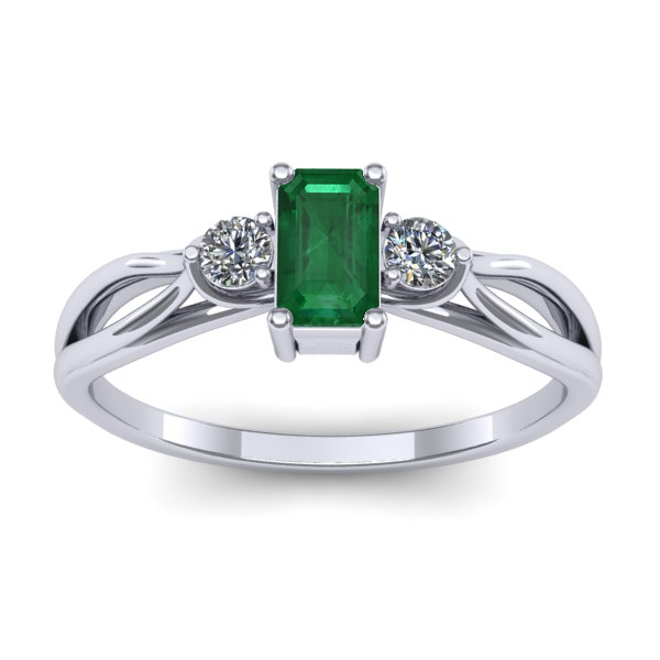 Inel logodna cu smarald dreptunghiular