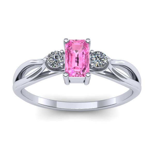 Inel de logodna cu safir roz dreptunghiular